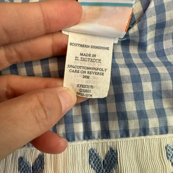 Southern Sunshine vinage blue and white checked bunny body suit infant size 24m - Picture 5 of 5